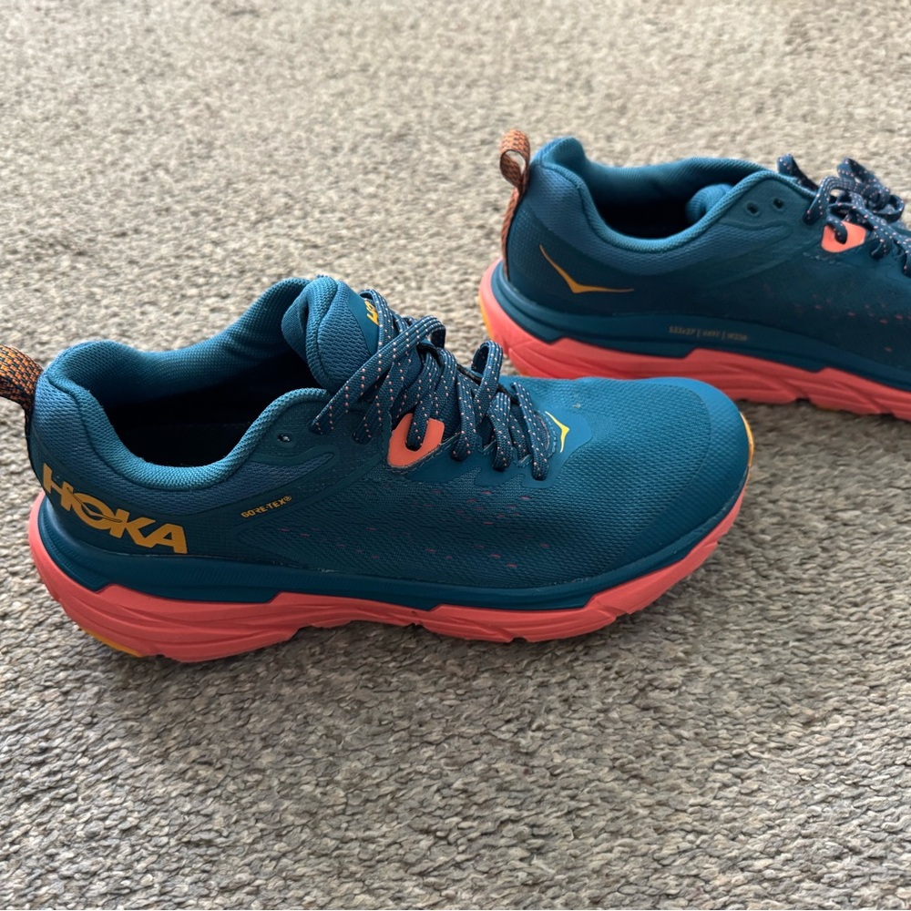 Hoka One One Teal and Salmon Athletic Shoes